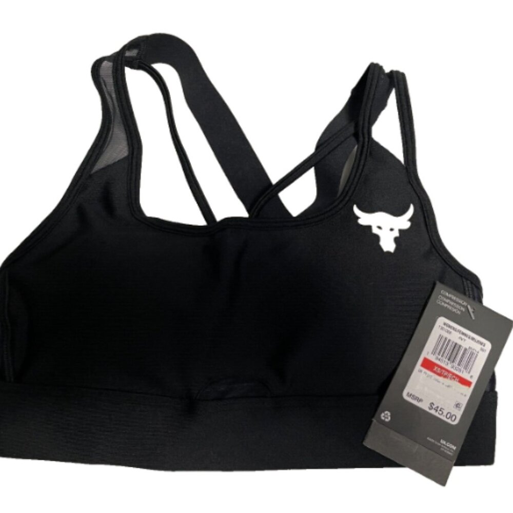 Under armour Project Rock Sports Bra Womens XS Black Bull Training